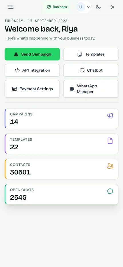 Dashboard on a phone: your numbers, on the go, shown with demo data